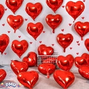 PMU Valentines Day Red Heart Shaped 18 Inches Mylar - Foil Balloons Pkg/50