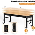 thumbnail image 3 of Tolead 70" Heavy-Duty Adjustable Rubber Wood Workbench, Wheels & Power Outlets & Double Pegboards, 3 of 7