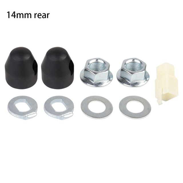 GLFILL 1 Set E-Bike Hub Motor Axle 12mm/14mm Lock Nut/Lock Washer/Nut Cover 14mm rear