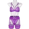 thumbnail image 1 of Conjunto de tres piezas divertido para mujer, de encaje suave y cómodo, de malla con perspectiva para mujer, estilo europeo y americano, 1 of 6