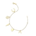 thumbnail image 1 of 14k Yellow Gold Hamsa Heart Moon Charm Bracelet, 7", 1 of 1