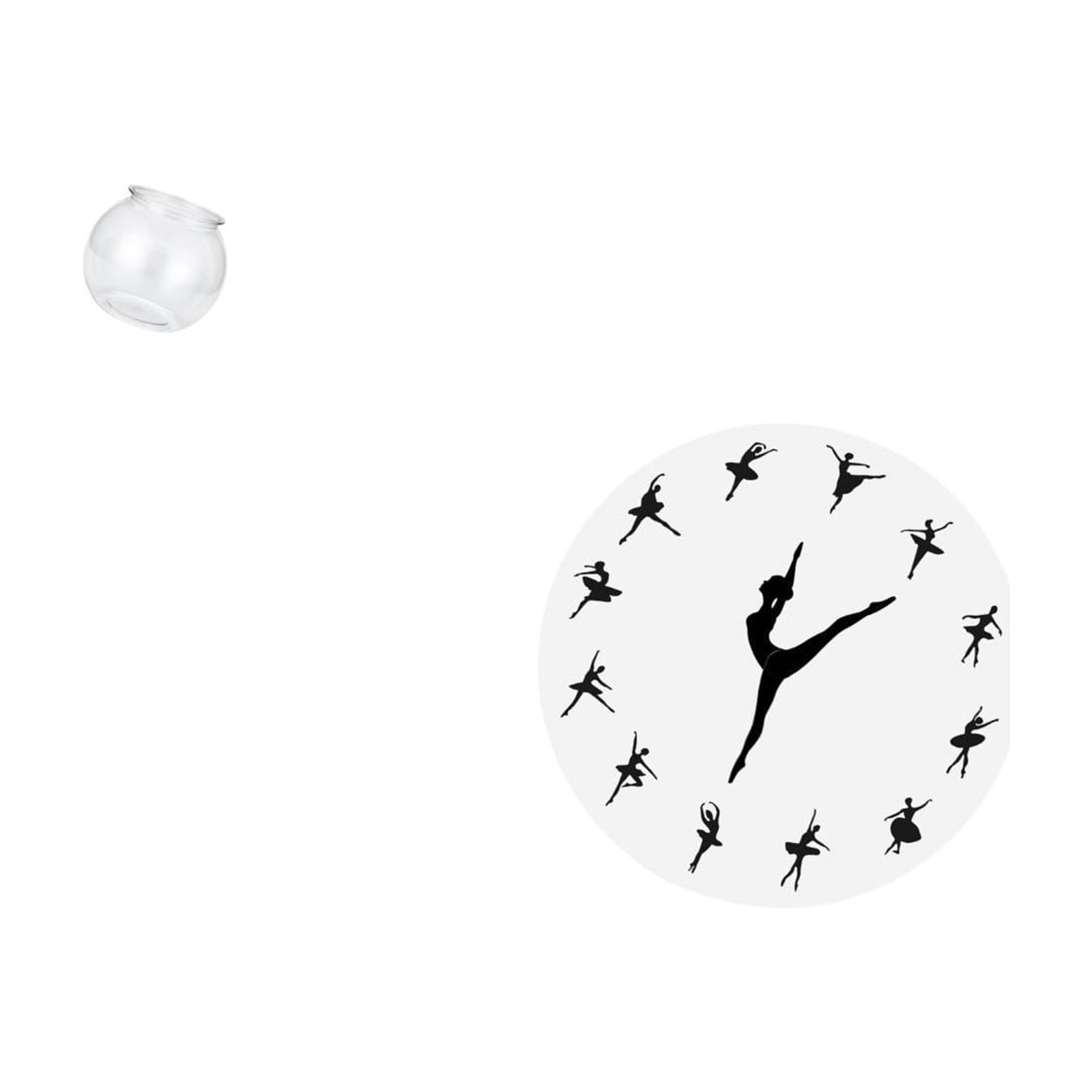 CarpNettore Transparent Ballerina Fish Tank Vase Small Round Aquarium Bowl with Dancing Girl Clock Ornament for Office Home Table Decor Plants