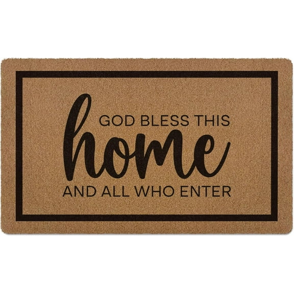God Bless This Home Mats for Front Door Entry Front Porch Doormat Non-Slip Carpet Rugs Floor Mat Decorative for Home Bathroom Kitchen Indoor 18x30 Inch