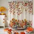 thumbnail image 3 of Shower Curtain 54"W x 78"L Autumn Leaves Thanksgiving Pumpkins Sunflowers Fabric Shower Curtains Set with Hooks Water Repellent Bathroom Curtains Machine Washable Bathroom Accessories, 3 of 6