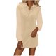 thumbnail image 1 of Vestido Largo con Mangas Largas Vestido de Cuello Redondo de Manga Larga de Color Sólido de la Moda de las Mujeres con Poliéster Suave, Vestido Informal Transpirable para la Primavera Diaria, 1 of 7