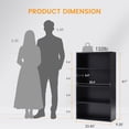 thumbnail image 3 of CONCETTA 4 Shelf Bookcase, 42 Inch Tall Floor Standing Open Bookshelf for Home Office and Living Room, Black, 3 of 9