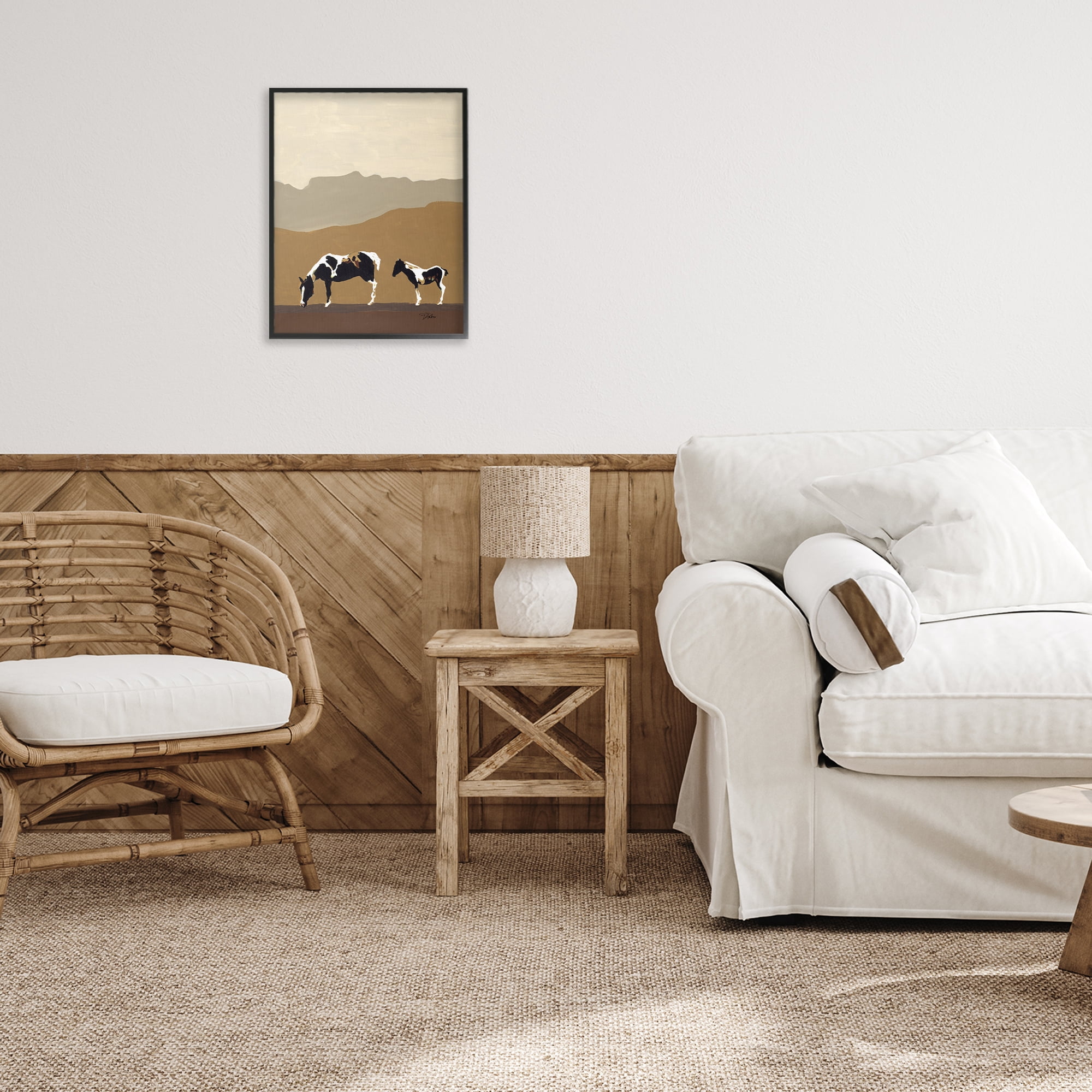 Stupell Industries Modern Mountains Horses Black Framed Giclee Art, design by Patricia Pinto