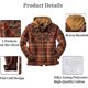 thumbnail image 2 of Chaqueta de franela con forro térmico para hombre, camisa de trabajo de franela a cuadros de manga larga con botones y capucha acolchada de manga larga., 2 of 5