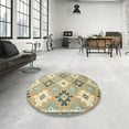 thumbnail image 4 of Ahgly Company Machine Washable Indoor Square Abstract Dark Almond Brown Area Rugs, 3' Square, 4 of 7