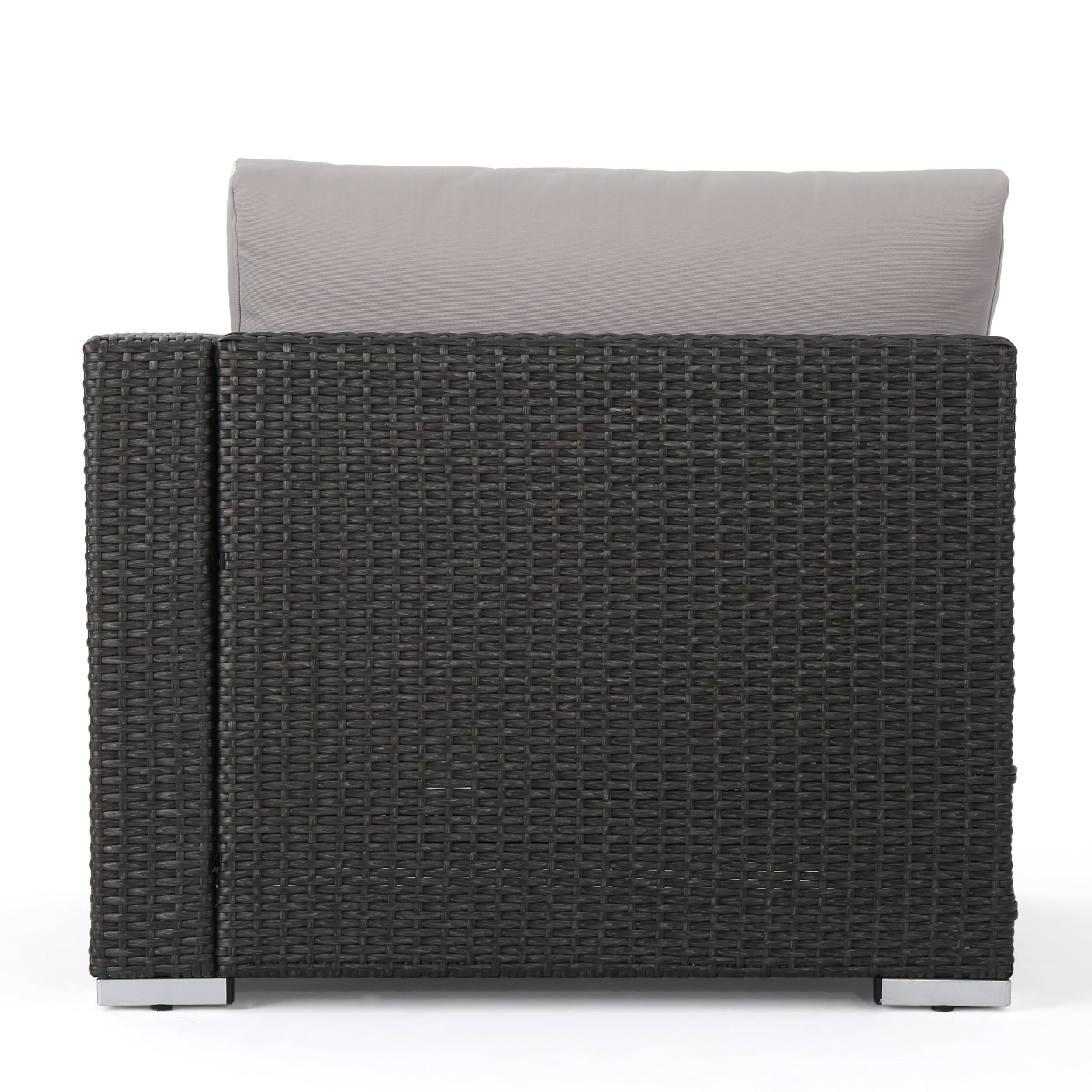 Favioal Outdoor 5 Seater Wicker Chat Set with Aluminum Frame and Cushions, Grey, Silver