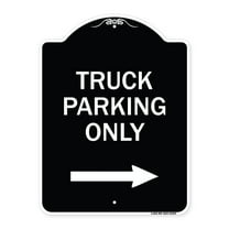 SignMission Designer Series Sign - Reserved Parking Sign Truck Parking Only with Right Arrow | Black & White 18" x 24" Heavy-Gauge Aluminum Architectural Sign | Made in the USA