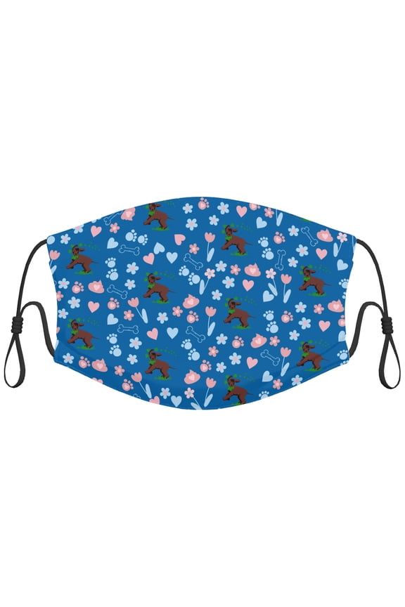 Cute Irish Water Spaniel Dog Graphic Printed Cloth Face Masks Reusable Washable Adjustable for Child (5 PCS)