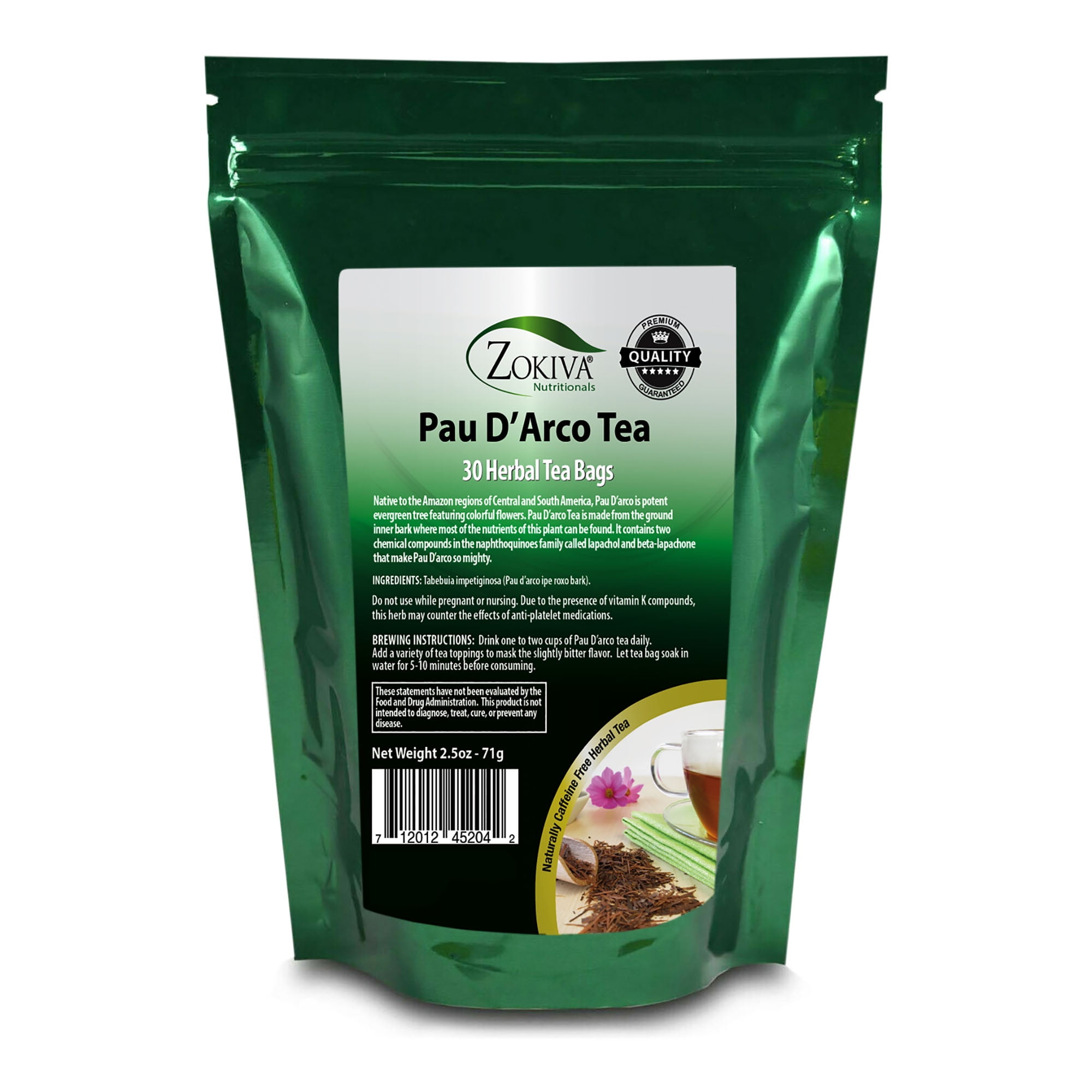 Pau D'Arco Tea 100% Pure (30 Bags) in Resealable Zip Pouch