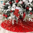 thumbnail image 2 of Deago Christmas Tree Skirt 48 Inches Snowy Pattern Large Christmas Tree Mat with Merry Christmas Stocking for Xmas Holiday Decoration Indoor Outdoor (Red), 2 of 9