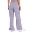 thumbnail image 4 of FRSASU Womens Wide Leg Pants Sun Protection Casual Loose Drawstring Side Split Pants with Pockets Purple L(L), 4 of 7