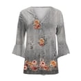 thumbnail image 5 of Cardigan for Women's Plus Size Summer Casual 3/4Sleeve T-Shirt Open Front Cardigan Outerwear Printing Blouse Coat Tops Party Up to 65% off, 5 of 5