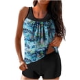 thumbnail image 2 of Nrmvnmi Tankini Swimsuits for Women 2 Piece Bathing Suits Floral Prints Round Neck Swim Tank Top with Boy Shorts Modest Swimwear Mothers Day Gifts, 2 of 5