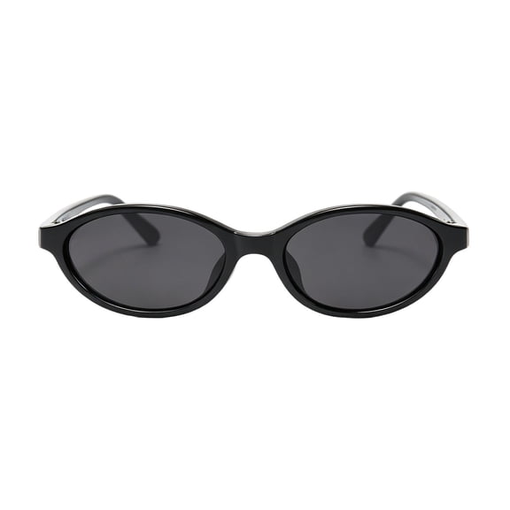 HEVRJEWJD Retro Oval Cat Eye Sunglasses for Women Narrow Round 90s Designer Sun Glasses, Fashion Small Cute Sunnies Black 14.3X14cm