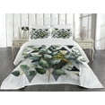 thumbnail image 2 of Ambesonne Eucalyptus Leaves Quilted Coverlet 3 Pcs, Meadow Bouquet, King Size, Dark Blue Grey and Green, 2 of 4