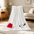 thumbnail image 5 of SLYNSHome Small Christmas Flannel Throw Blanket,White Soft Fleece Roll‑Up Blanket With Snowman Santa Reindeer Design For Sofa Bed Holiday Gift, 5 of 6