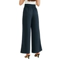 thumbnail image 3 of INSPIRE CHIC Women's Wide Leg Pants with Pockets Tie Knot High Waist Pleated Palazzo Trousers L Navy, 3 of 6