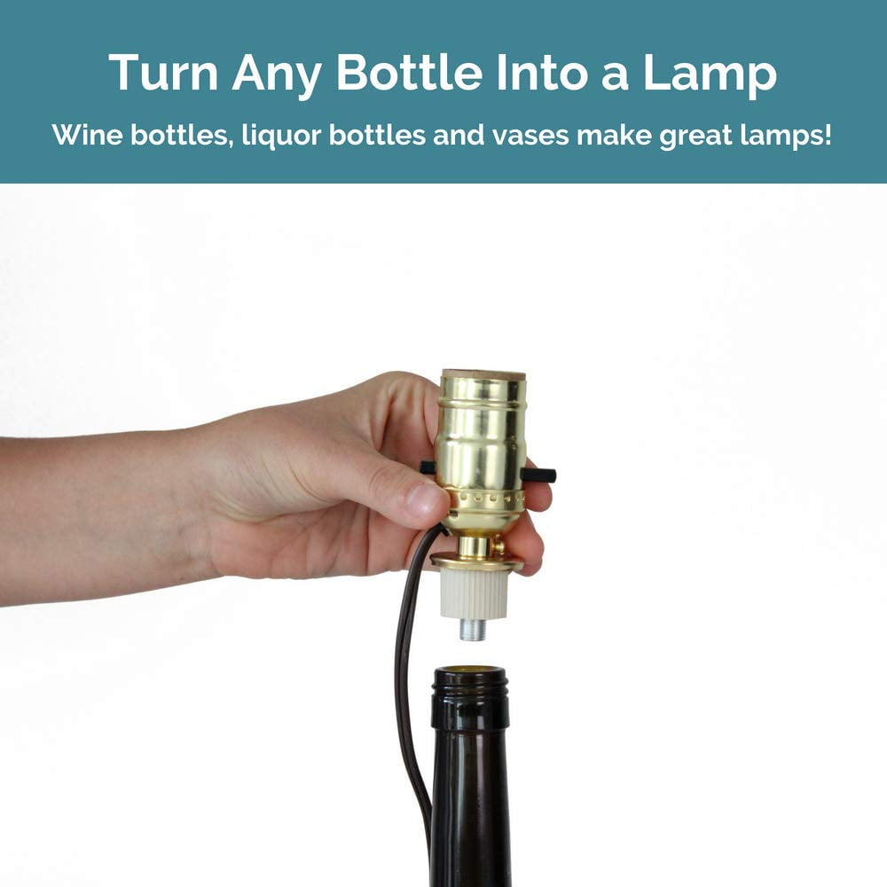 Whiskey Bottle Lamp Kit Lamp Making Kit for Bottle Brass with Brown Cord DIY Bottle Lamp Kit Make a Wine Bottle Lamp or Other Lamps for Bottles with a Lamp Kit for Liquor Bottle