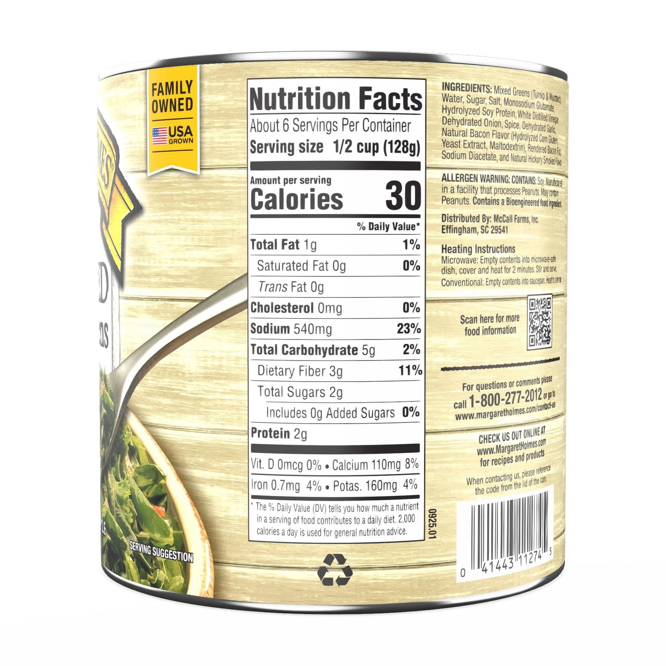(6 pack) Margaret Holmes Seasoned Mixed Greens, Canned Vegetables, 27 oz