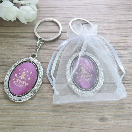 Quinceañera Spinning Keychain Favor (12 PCS) - Sweet 15 Mis Quince 18 Birthday Sweet Sixteen Purple Color Metal Key Ring Gift for Guests with Gift Bag Teenager Girl