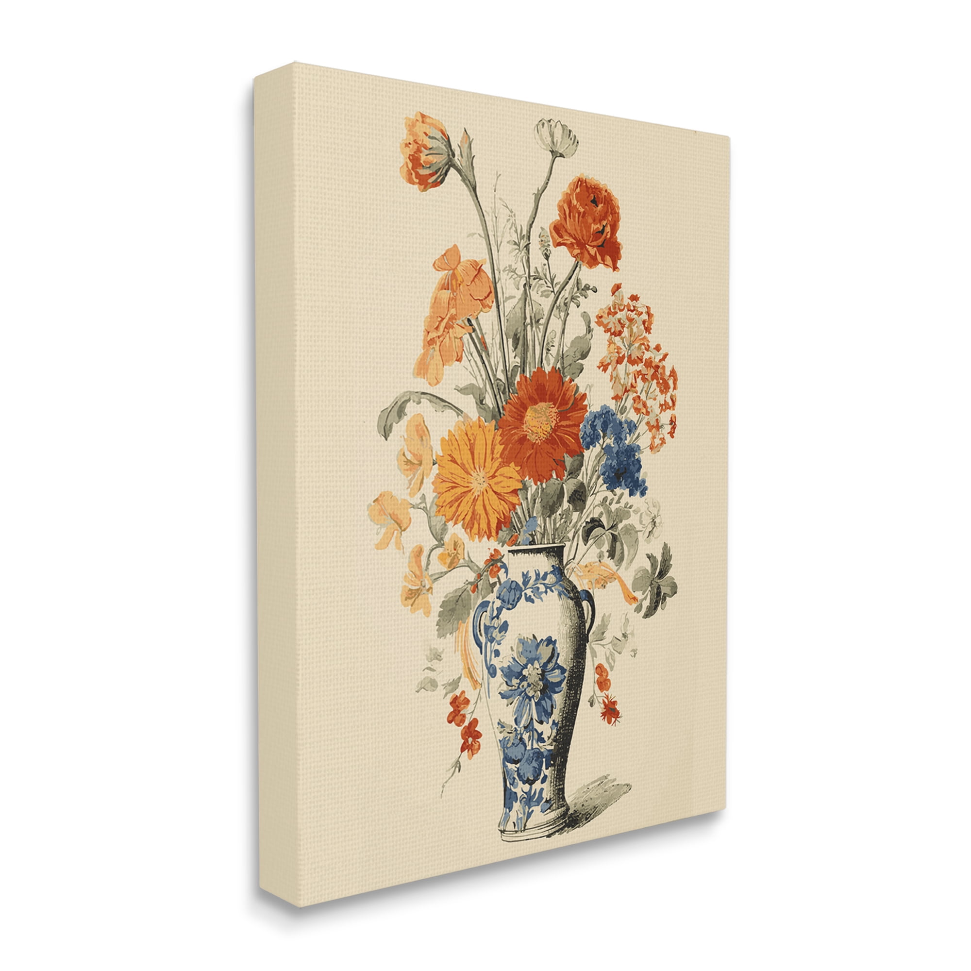 Stupell Industries Ornate Pottery Bouquet Botanical & Floral Painting Gallery Wrapped Canvas Art Print Wall Art, 30 x 40