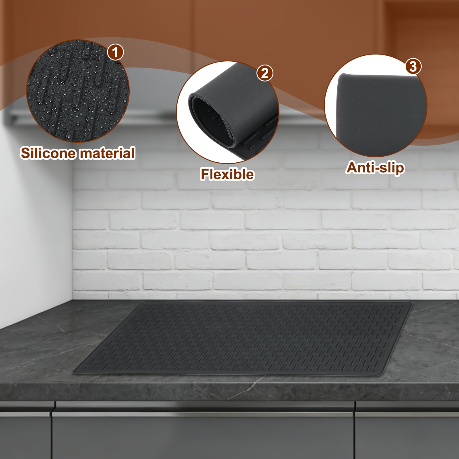 Uxcell Stove Top Covers for Electric Stove, 20 x 12 Inch Silicone Cooktop Protector Waterproof Oven Cover Dish Drying Striped Silicone Mats for Kitchen Glass Top, Stovetop, Oven, Black