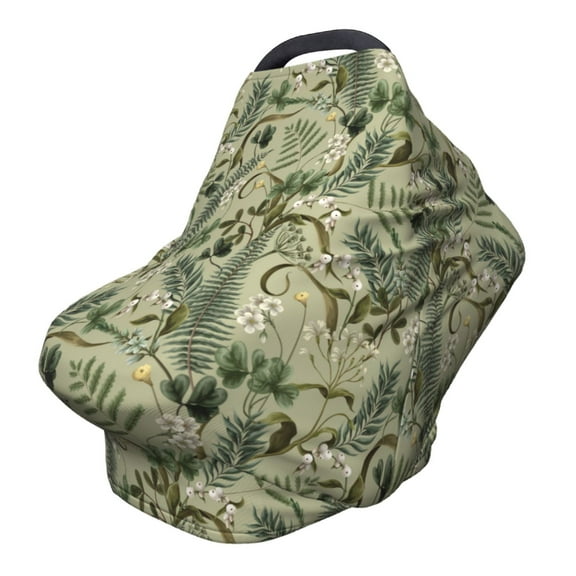 Fotbe Tropical Green Pattern Car Seat Covers for Babies, Nursing Breastfeeding Cover Carseat Canopy, Soft Stretchy Carrier Cover