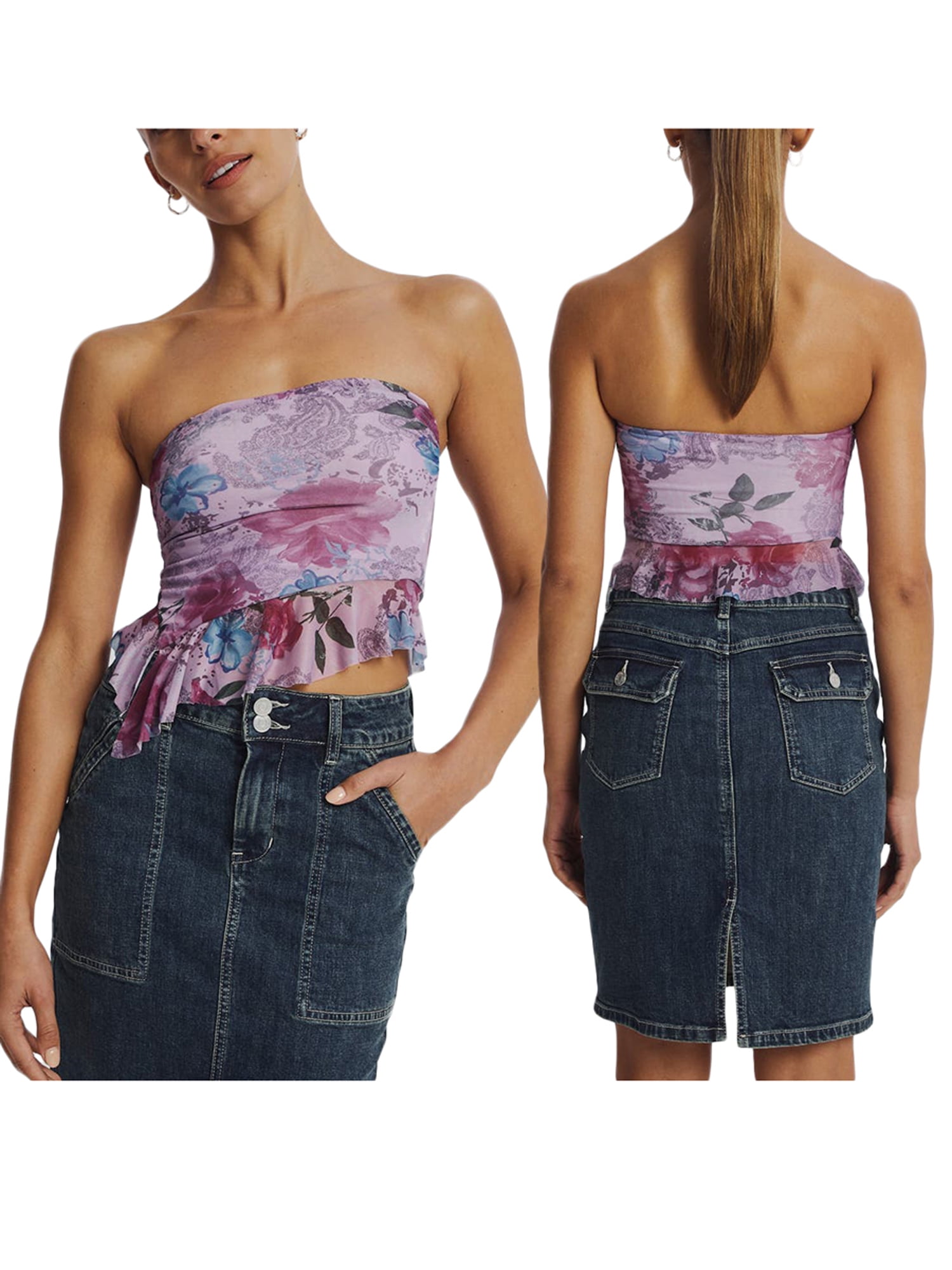 ruffle trim tube top