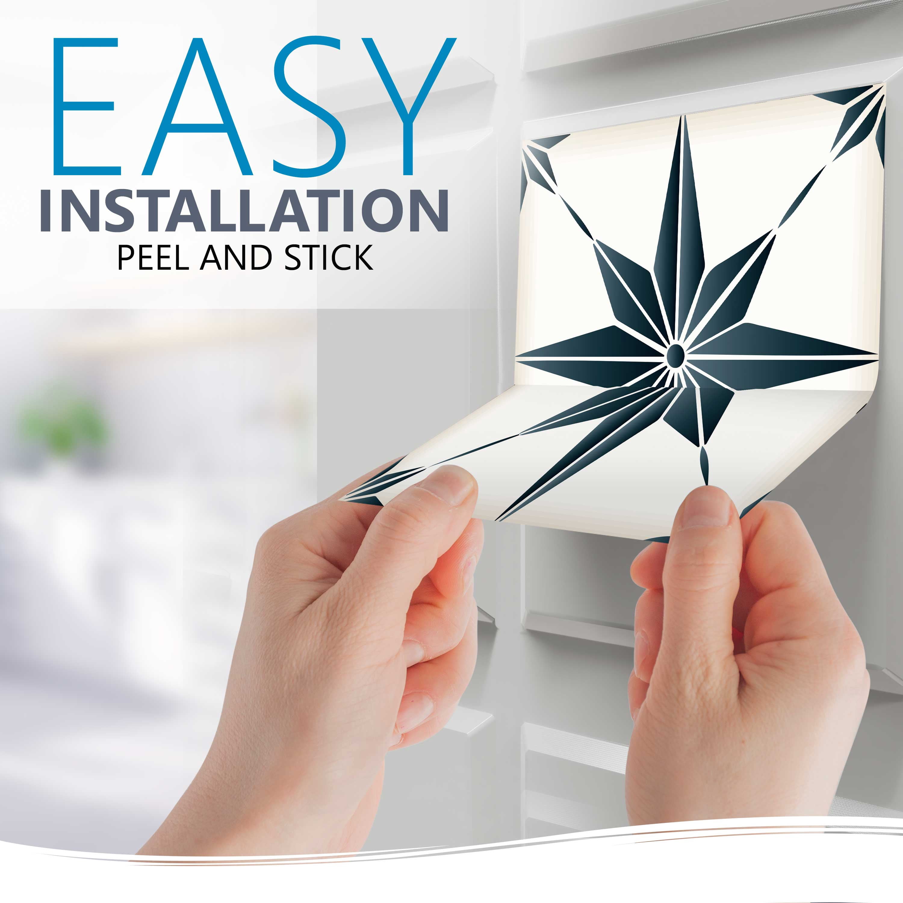 Mi Alma Peel and Stick Star Shaped B69 Backsplash Tile Stickers, Dark Gray, 7" x 7" (24-Pack)