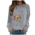 thumbnail image 2 of Dyfzdhu Crew Neck Sweatshirts for Women Trendy Dandelion Print Long Sleeve Casual Pullover Loose Top, Gray XXL, 2 of 6
