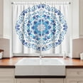 thumbnail image 2 of Ambesonne Vintage Blue Kitchen Curtains, Rich Floral Ornamental, 55"x45", Sky Blue and Dark Blue, 2 of 3