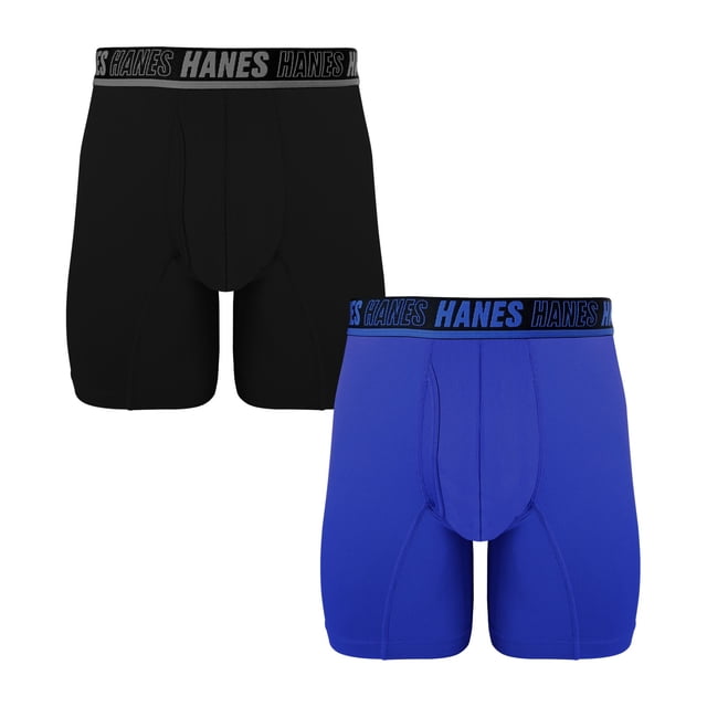 Boxer Hanes para hombre, Regular Mesh Sport Negro y Azul 2 Piezas Talla EG