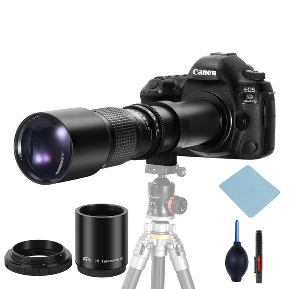 JINTU 500mm/1000mm f/8  Telephoto Lens Manual Focus for Canon EOS Rebel T7i T7 T8i T6 T6s T6i T3i T2i SL3 SL2 4000D 2000D 5D Mark IV/6D II/7D 90D 80D 70D 60D
