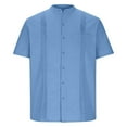 thumbnail image 4 of YUGYXL Linen Shirts for Men Summer Dressy Casual Button Down Work Tops Vacation Travel Loose Beach Blouse Summer Light Blue XXL, 4 of 7