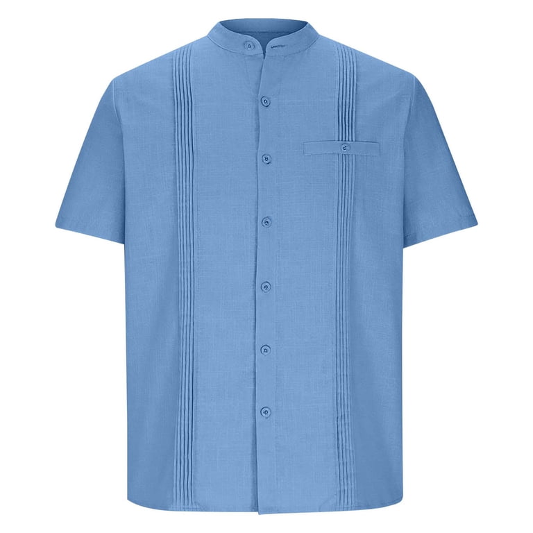 pleated men dress shirt with collar short sleeve Short Sleeve Dress Shirt