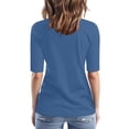 thumbnail image 4 of Sillenn Basic T Shirts Half Sleeve Tee Shirts V Neck 1/2 Sleeve Tops for Women Basic Solid Color Stretchy Top Mid Arm Length Shirts Women Basic Layering Top Basic Fit Tee Base Layer Blue 4Xl, 4 of 8