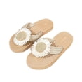 thumbnail image 4 of Samdudou Sandals for Women Open Toe Thong Flip Flops Large Daisy Sunflower Applique Braided Jute Texture Details Thick Sole Summer Beach Resort Vacation Footwear, 4 of 9