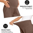 thumbnail image 5 of Amzcrzy Maternity Pants High Waist Over Belly Wide Leg Trousers Pants for Women with Pockets High Elastic Breathable Straight Leg Summer Pants for Pregnancy Brown 2XL, 5 of 7