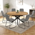 thumbnail image 4 of 43.2"-59.2" Extendable Round Dining Table Set for 4-6,7 Piece Round Kitchen Table Set with 6 Upholstered Chairs for Kitchen Living Room, Space Saving, 4 of 9