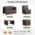 thumbnail image 6 of POTEBAN 6-Piece Space-Saving Patio Furniture Set, All Weather Brown Wicker Rattan Sectional Sofa with 2 Ottomans, Outdoor Conversation Set for Garden, Backyard, Gray Cushions, 6 of 9