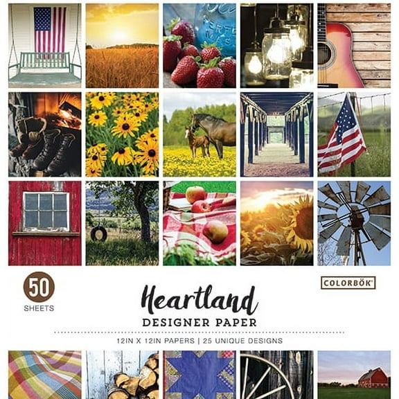 Colorbok 12"x12" Heartland Designer Paper, 50 Count
