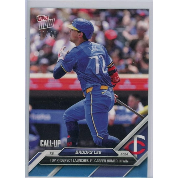 2024 Topps Now Brooks Lee #390 Blue #/49 Minnesota Twins Rookie RC Baseball Card