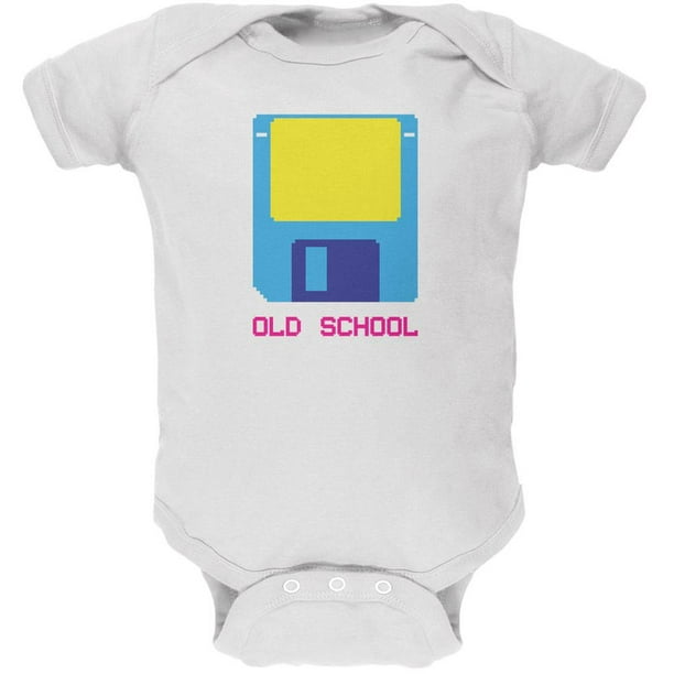 Floppy Disc Old School 8 Bit White Soft Baby One Piece 9 12 Months Walmart Com Walmart Com