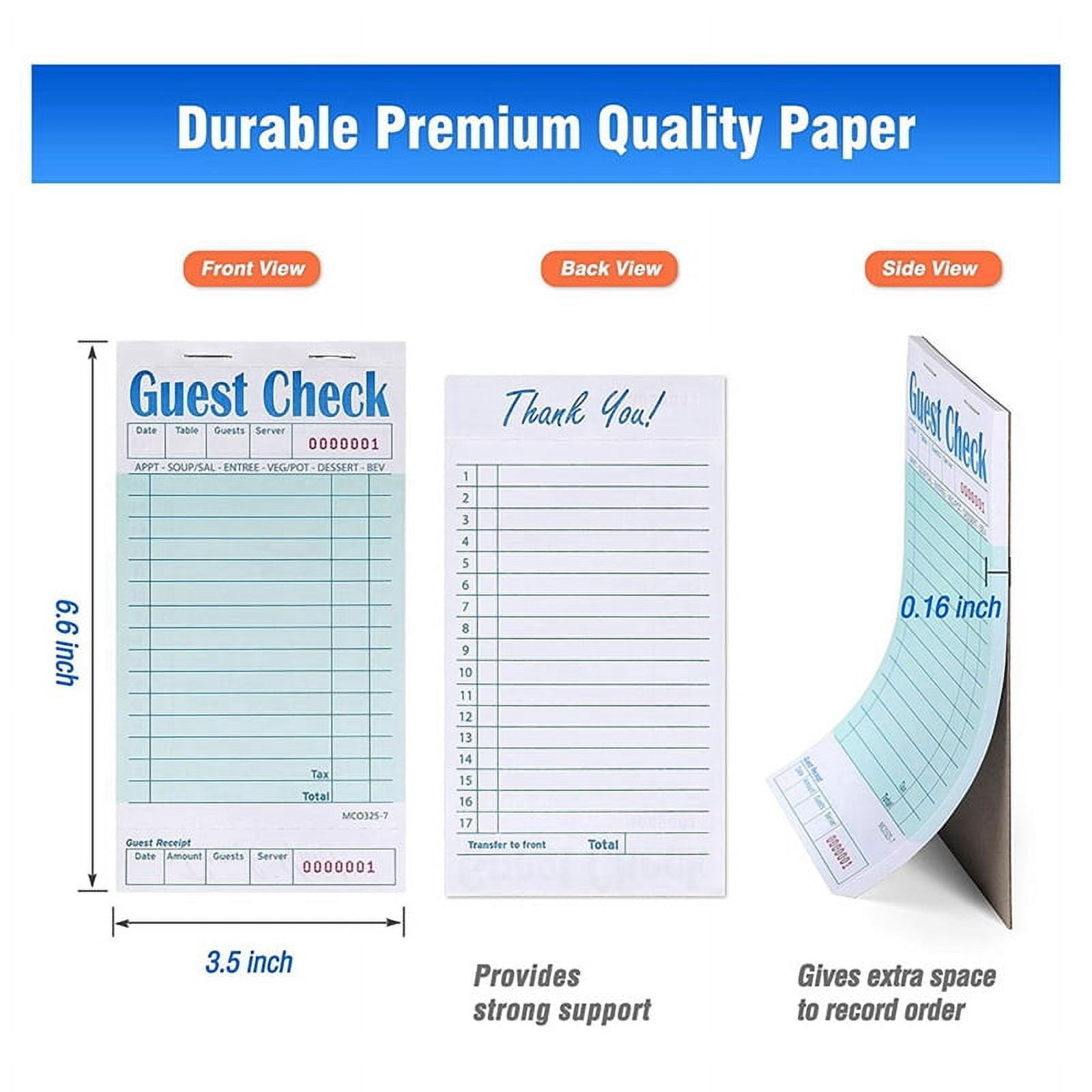 Guest Checks Book 100pcs,Server Note Pads,Waitress Accessory Wiring Pads,Restaurant Supplies Order Pads 5000 Count Total