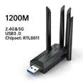 thumbnail image 3 of 1200Mbps WiFi USB Adapter Dual Band 2.4G+5Ghz Wi-Fi Dongle 4 Antenna 802.11AC USB3.0 High-Speed Wireless Network Card wifi Receiver PC/Laptop, 3 of 5