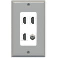 thumbnail image 1 of RiteAV - 3 x HDMI and 1 x Coax Cable TV F Type Port Wall Plate Decorative - Gray/White, 1 of 1